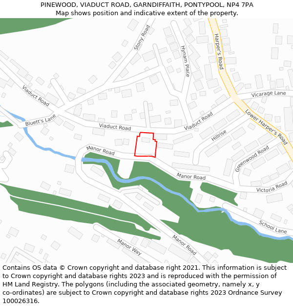 PINEWOOD, VIADUCT ROAD, GARNDIFFAITH, PONTYPOOL, NP4 7PA: Location map and indicative extent of plot