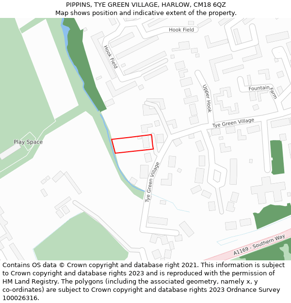 PIPPINS, TYE GREEN VILLAGE, HARLOW, CM18 6QZ: Location map and indicative extent of plot