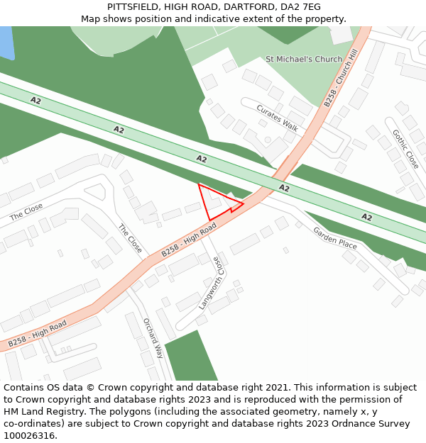 PITTSFIELD, HIGH ROAD, DARTFORD, DA2 7EG: Location map and indicative extent of plot