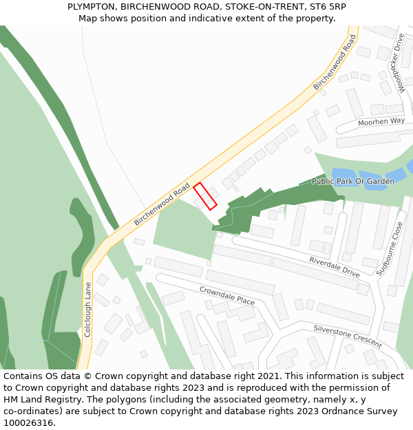 PLYMPTON, BIRCHENWOOD ROAD, STOKE-ON-TRENT, ST6 5RP: Location map and indicative extent of plot