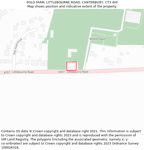 POLO FARM, LITTLEBOURNE ROAD, CANTERBURY, CT3 4AF: Location map and indicative extent of plot