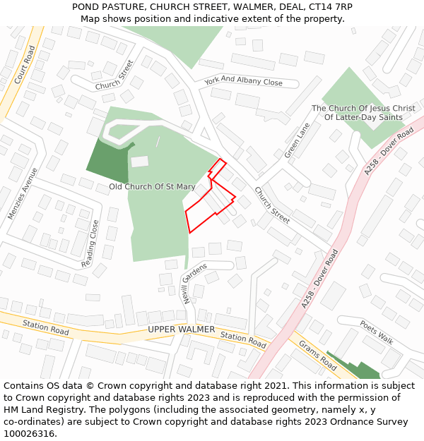 POND PASTURE, CHURCH STREET, WALMER, DEAL, CT14 7RP: Location map and indicative extent of plot