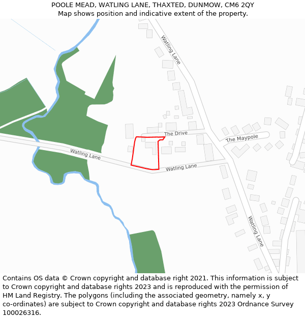 POOLE MEAD, WATLING LANE, THAXTED, DUNMOW, CM6 2QY: Location map and indicative extent of plot