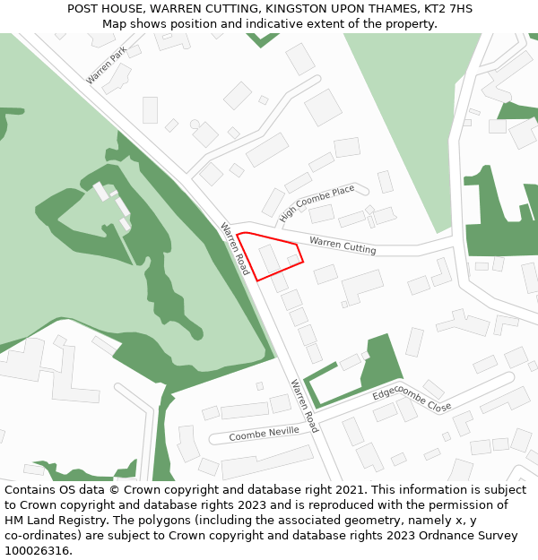 POST HOUSE, WARREN CUTTING, KINGSTON UPON THAMES, KT2 7HS: Location map and indicative extent of plot