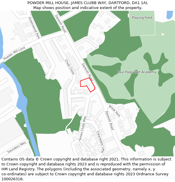 POWDER MILL HOUSE, JAMES CLUBB WAY, DARTFORD, DA1 1AL: Location map and indicative extent of plot