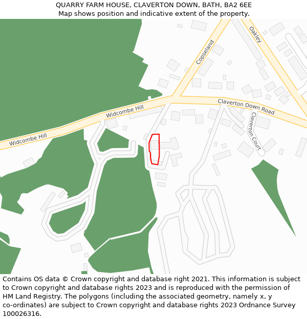 QUARRY FARM HOUSE, CLAVERTON DOWN, BATH, BA2 6EE: Location map and indicative extent of plot