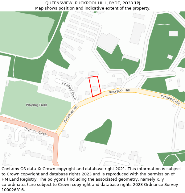 QUEENSVIEW, PUCKPOOL HILL, RYDE, PO33 1PJ: Location map and indicative extent of plot