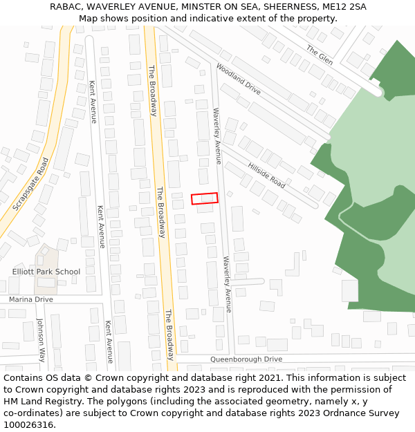 RABAC, WAVERLEY AVENUE, MINSTER ON SEA, SHEERNESS, ME12 2SA: Location map and indicative extent of plot