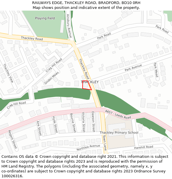 RAILWAYS EDGE, THACKLEY ROAD, BRADFORD, BD10 0RH: Location map and indicative extent of plot