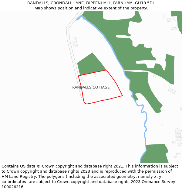 RANDALLS, CRONDALL LANE, DIPPENHALL, FARNHAM, GU10 5DL: Location map and indicative extent of plot