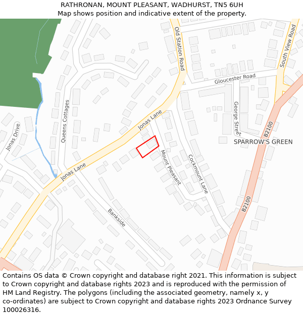 RATHRONAN, MOUNT PLEASANT, WADHURST, TN5 6UH: Location map and indicative extent of plot