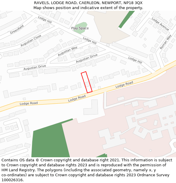 RAVELS, LODGE ROAD, CAERLEON, NEWPORT, NP18 3QX: Location map and indicative extent of plot