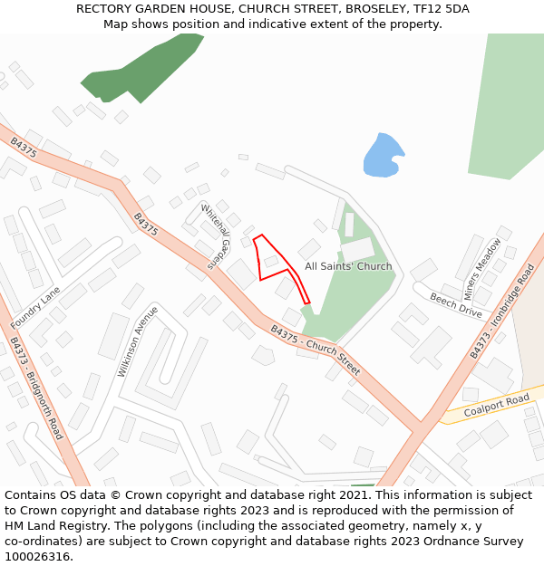 RECTORY GARDEN HOUSE, CHURCH STREET, BROSELEY, TF12 5DA: Location map and indicative extent of plot