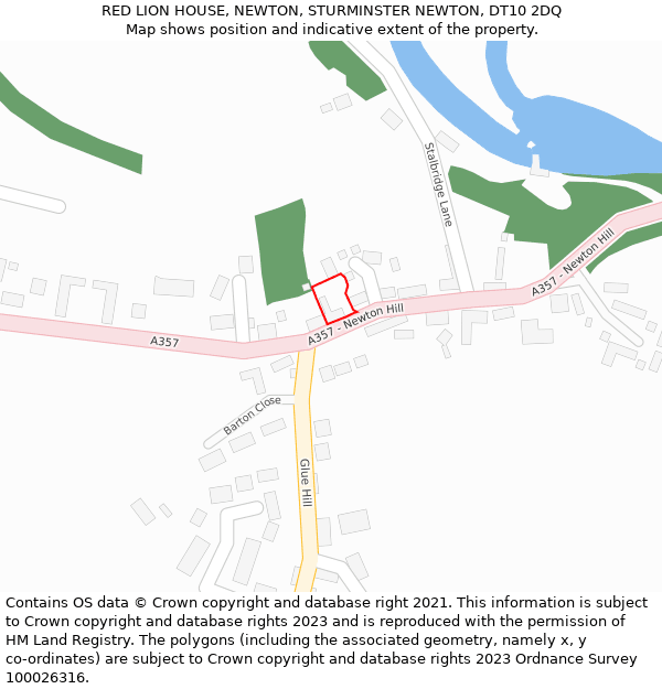 RED LION HOUSE, NEWTON, STURMINSTER NEWTON, DT10 2DQ: Location map and indicative extent of plot