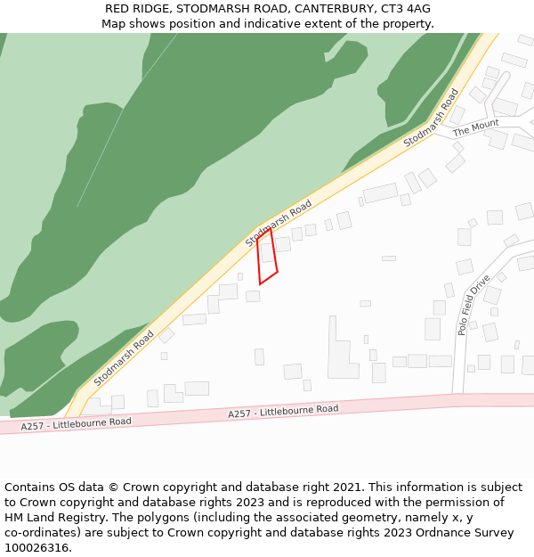 RED RIDGE, STODMARSH ROAD, CANTERBURY, CT3 4AG: Location map and indicative extent of plot