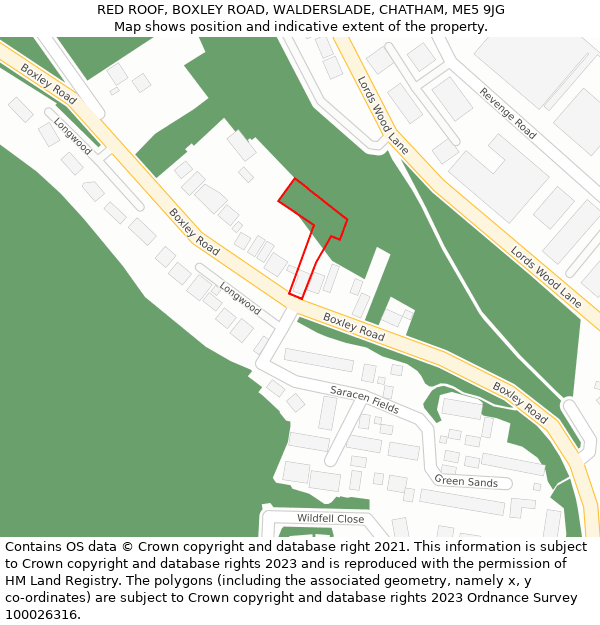 RED ROOF, BOXLEY ROAD, WALDERSLADE, CHATHAM, ME5 9JG: Location map and indicative extent of plot