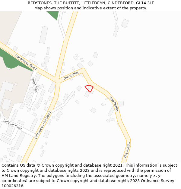 REDSTONES, THE RUFFITT, LITTLEDEAN, CINDERFORD, GL14 3LF: Location map and indicative extent of plot