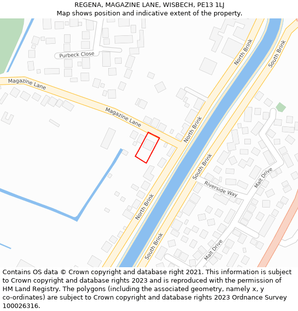 REGENA, MAGAZINE LANE, WISBECH, PE13 1LJ: Location map and indicative extent of plot