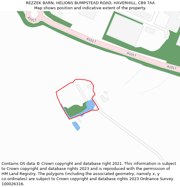 REZZEK BARN, HELIONS BUMPSTEAD ROAD, HAVERHILL, CB9 7AA: Location map and indicative extent of plot