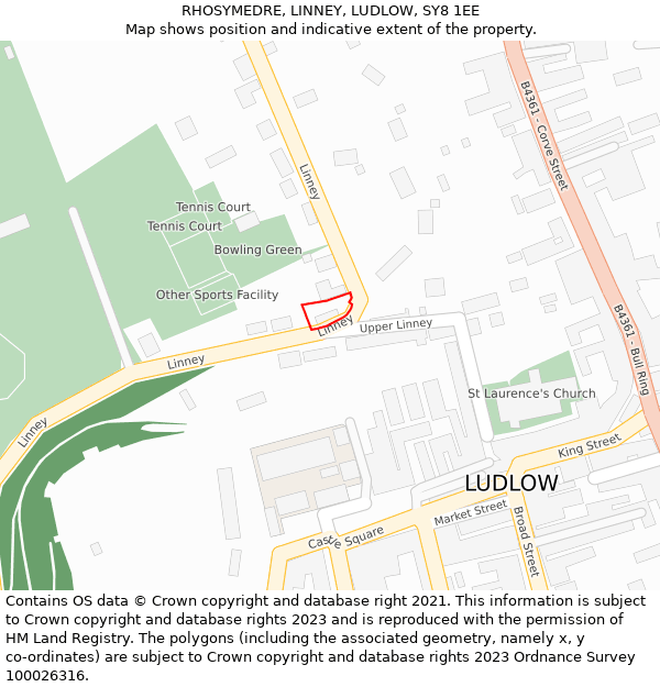 RHOSYMEDRE, LINNEY, LUDLOW, SY8 1EE: Location map and indicative extent of plot