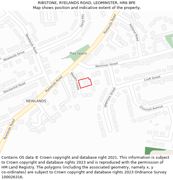 RIBSTONE, RYELANDS ROAD, LEOMINSTER, HR6 8PE: Location map and indicative extent of plot