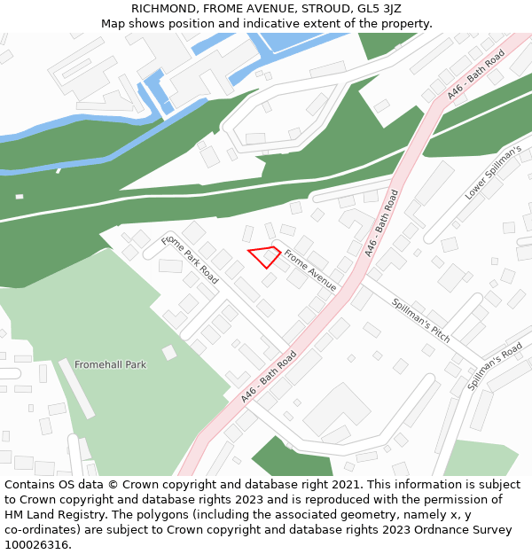RICHMOND, FROME AVENUE, STROUD, GL5 3JZ: Location map and indicative extent of plot