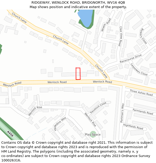 RIDGEWAY, WENLOCK ROAD, BRIDGNORTH, WV16 4QB: Location map and indicative extent of plot