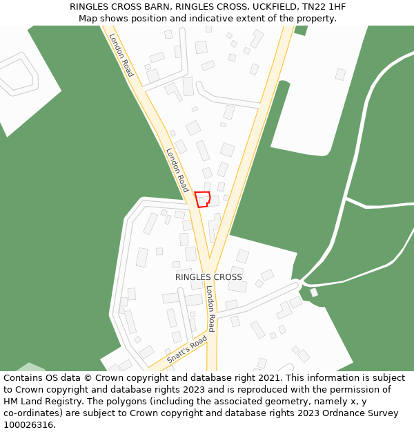 RINGLES CROSS BARN, RINGLES CROSS, UCKFIELD, TN22 1HF: Location map and indicative extent of plot