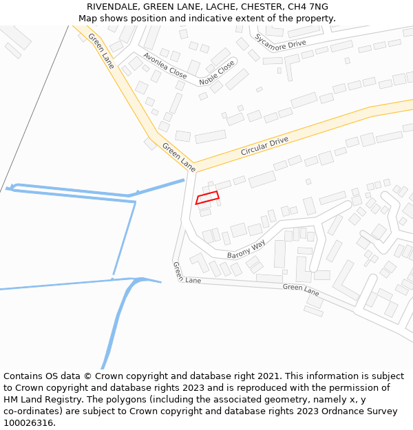 RIVENDALE, GREEN LANE, LACHE, CHESTER, CH4 7NG: Location map and indicative extent of plot