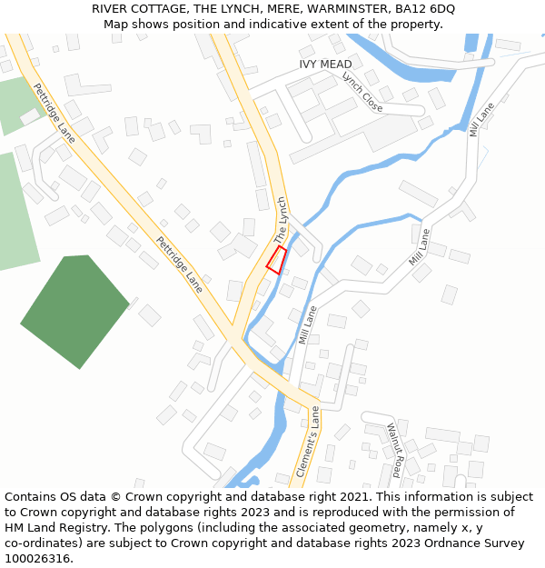 RIVER COTTAGE, THE LYNCH, MERE, WARMINSTER, BA12 6DQ: Location map and indicative extent of plot