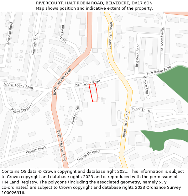 RIVERCOURT, HALT ROBIN ROAD, BELVEDERE, DA17 6DN: Location map and indicative extent of plot