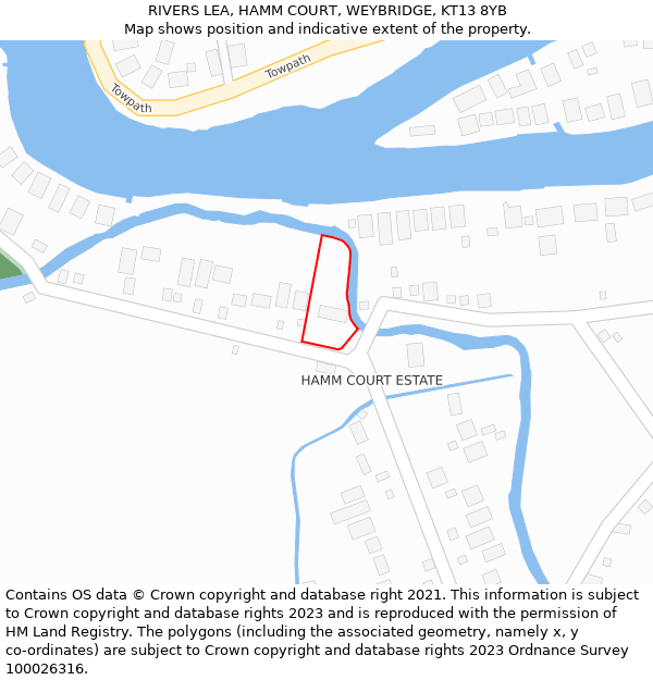 RIVERS LEA, HAMM COURT, WEYBRIDGE, KT13 8YB: Location map and indicative extent of plot