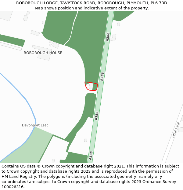 ROBOROUGH LODGE, TAVISTOCK ROAD, ROBOROUGH, PLYMOUTH, PL6 7BD: Location map and indicative extent of plot
