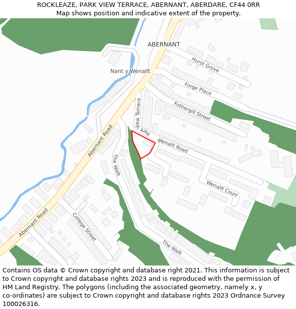 ROCKLEAZE, PARK VIEW TERRACE, ABERNANT, ABERDARE, CF44 0RR: Location map and indicative extent of plot