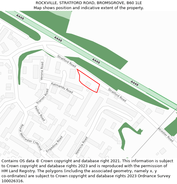 ROCKVILLE, STRATFORD ROAD, BROMSGROVE, B60 1LE: Location map and indicative extent of plot