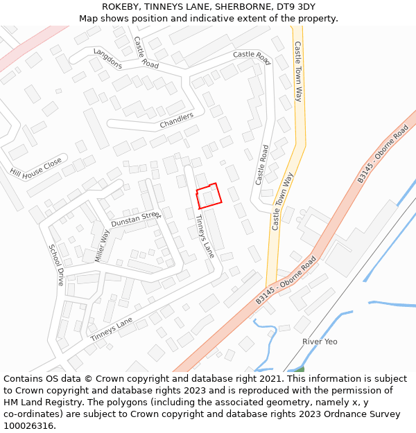 ROKEBY, TINNEYS LANE, SHERBORNE, DT9 3DY: Location map and indicative extent of plot