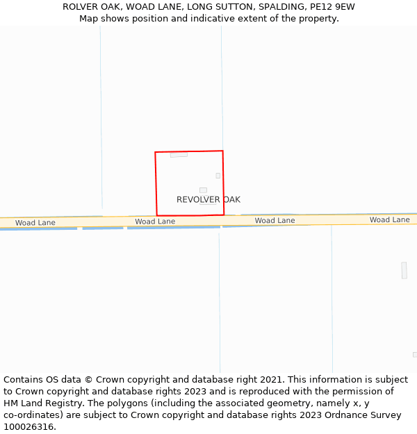 ROLVER OAK, WOAD LANE, LONG SUTTON, SPALDING, PE12 9EW: Location map and indicative extent of plot