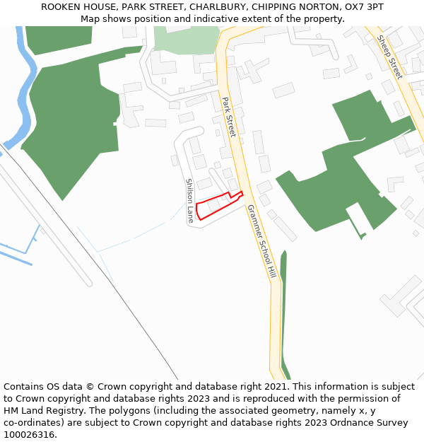 ROOKEN HOUSE, PARK STREET, CHARLBURY, CHIPPING NORTON, OX7 3PT: Location map and indicative extent of plot