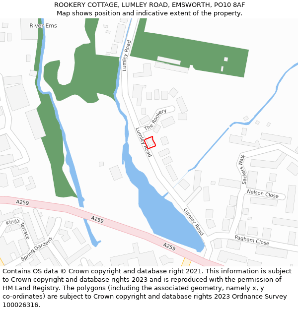 ROOKERY COTTAGE, LUMLEY ROAD, EMSWORTH, PO10 8AF: Location map and indicative extent of plot