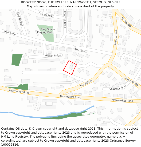 ROOKERY NOOK, THE ROLLERS, NAILSWORTH, STROUD, GL6 0RR: Location map and indicative extent of plot
