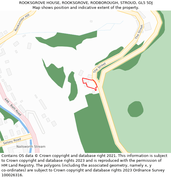 ROOKSGROVE HOUSE, ROOKSGROVE, RODBOROUGH, STROUD, GL5 5DJ: Location map and indicative extent of plot