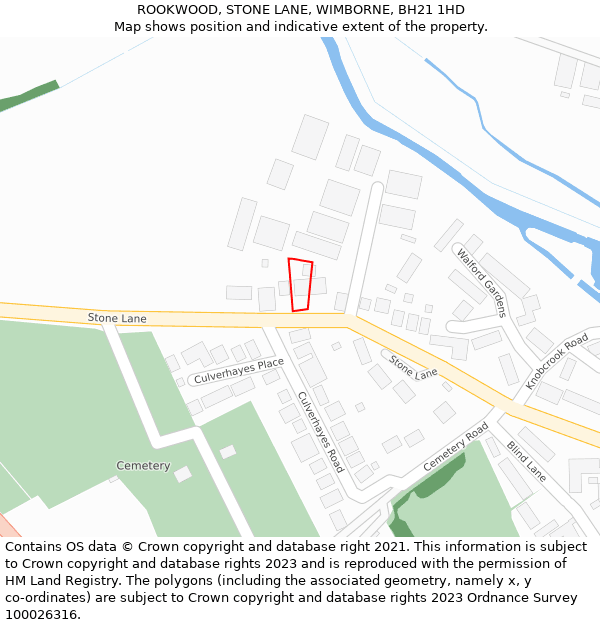 ROOKWOOD, STONE LANE, WIMBORNE, BH21 1HD: Location map and indicative extent of plot