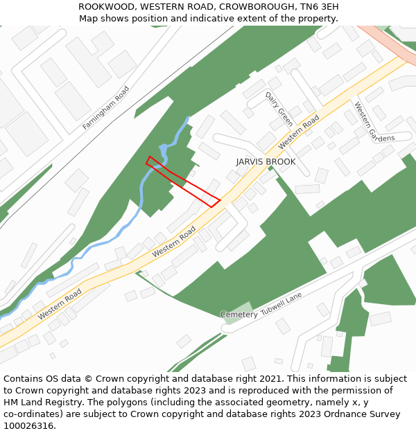 ROOKWOOD, WESTERN ROAD, CROWBOROUGH, TN6 3EH: Location map and indicative extent of plot