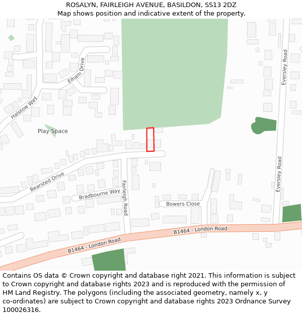 ROSALYN, FAIRLEIGH AVENUE, BASILDON, SS13 2DZ: Location map and indicative extent of plot