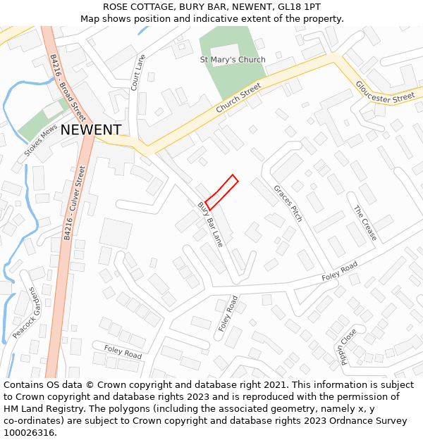 ROSE COTTAGE, BURY BAR, NEWENT, GL18 1PT: Location map and indicative extent of plot