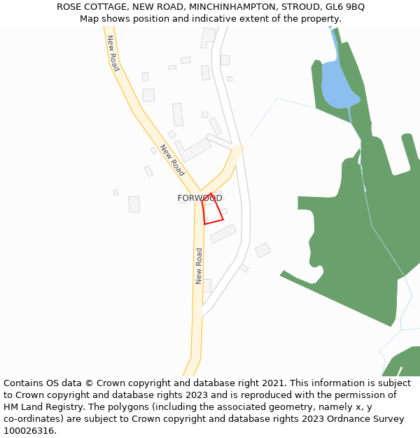 ROSE COTTAGE, NEW ROAD, MINCHINHAMPTON, STROUD, GL6 9BQ: Location map and indicative extent of plot