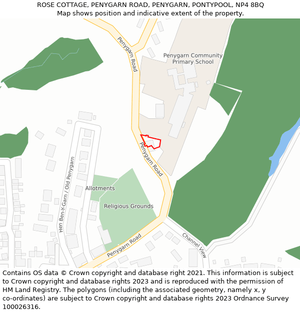 ROSE COTTAGE, PENYGARN ROAD, PENYGARN, PONTYPOOL, NP4 8BQ: Location map and indicative extent of plot