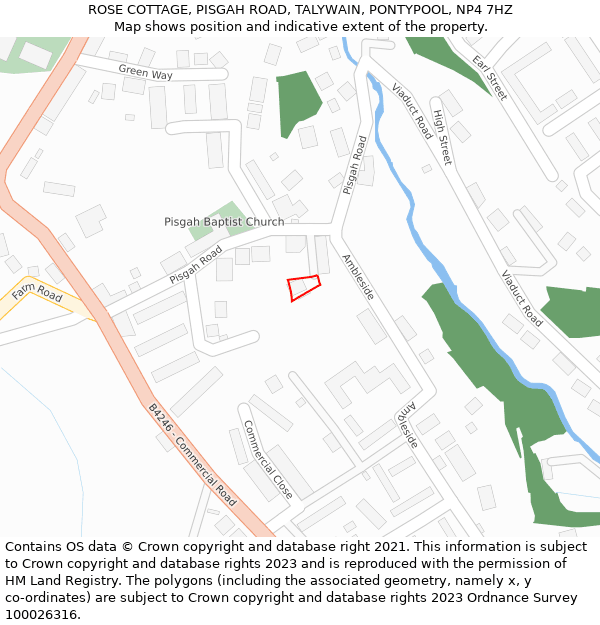 ROSE COTTAGE, PISGAH ROAD, TALYWAIN, PONTYPOOL, NP4 7HZ: Location map and indicative extent of plot