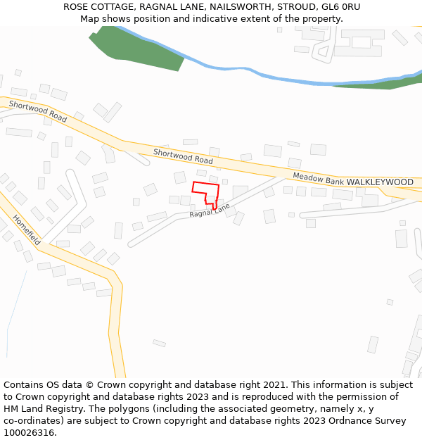 ROSE COTTAGE, RAGNAL LANE, NAILSWORTH, STROUD, GL6 0RU: Location map and indicative extent of plot
