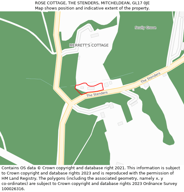 ROSE COTTAGE, THE STENDERS, MITCHELDEAN, GL17 0JE: Location map and indicative extent of plot